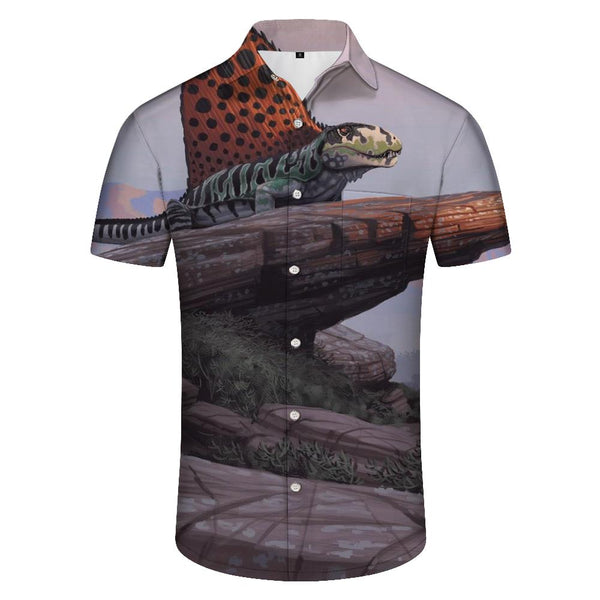 
Mutant lizard poisonous Hawaiian tropical fashion short sleeve shirt comfortable breathable short sleeve men's button beach shirt
                
