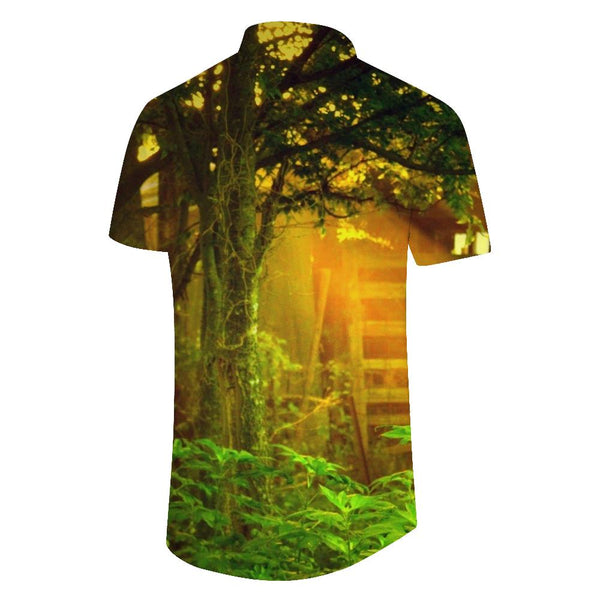 
Daily simple style casual travel tops 3d digital printing Hawaiian button-down lapel short sleeves for men
                