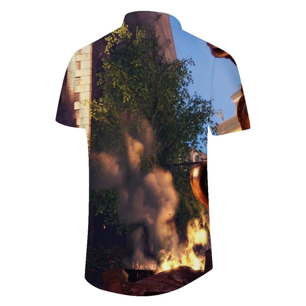 
Village building print Hawaiian lining fashion tropical summer clothing mens vintage beachwear
                