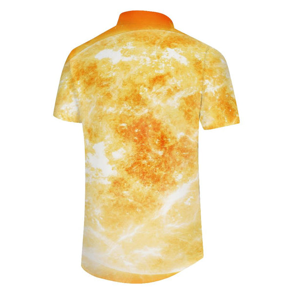 
Gold casual loose men's short-sleeved four-season beach party seaside swimming short-sleeved shirt Hawaiian pocket lapel button summer carnival
                