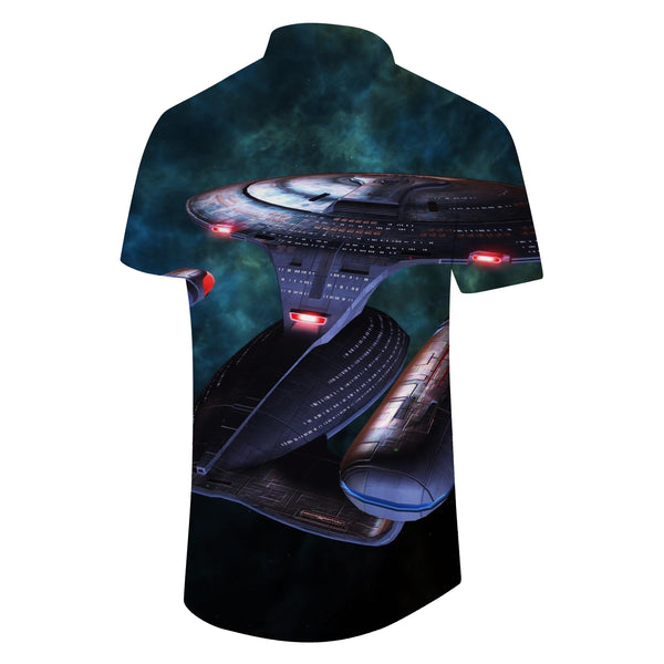 
Men's Hawaiian Shirt Alien Spaceship Star Print Style Short Sleeve Casual Shirt
                