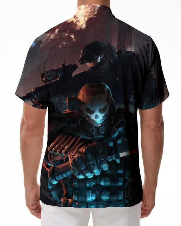 
Short Sleeve Casual Fashion Comfort Four Seasons Button Abstract Fighter Shirt Tops Hawaiian Print Men Street
                