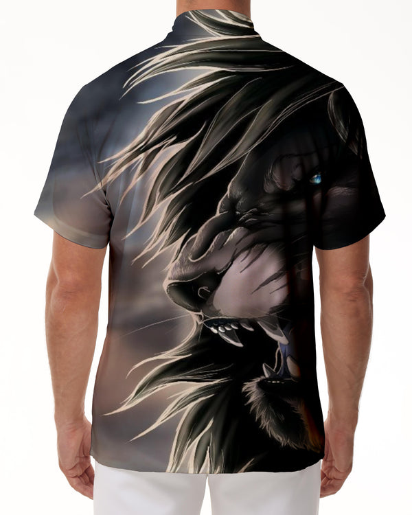 
Hip-hop short-sleeved cool men's new summer tops lion shirt men's animal short-sleeved sexy tops slim 3D printed pattern
                