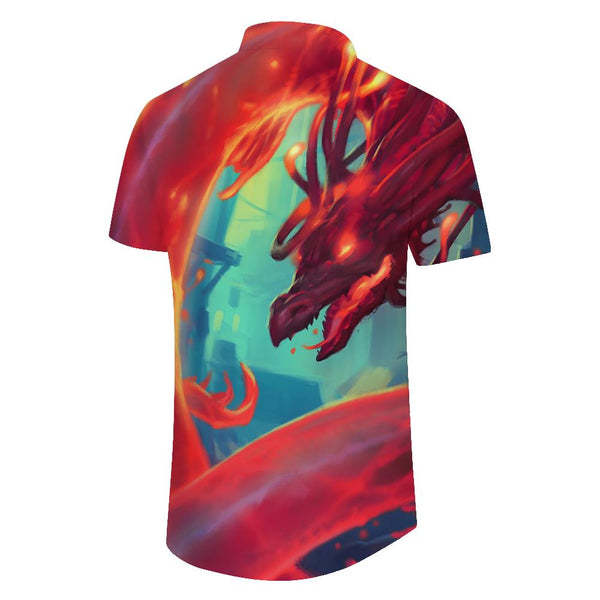 
Funny red dragon 3d print Hawaiian shirt men's short-sleeved casual street shirt loose shirt summer cool
                