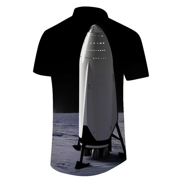 
Lapel summer new short-sleeved printed clothing astronaut men's digital printed pattern clothing men's casual tops summer short-sleeved black
                