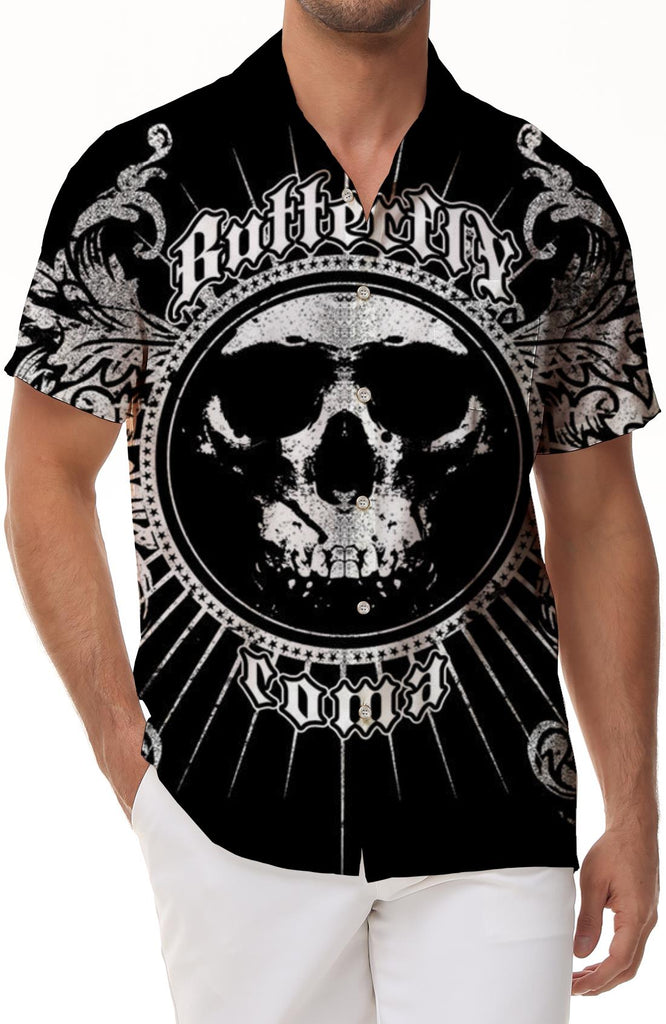 Special black skull fun cool print short sleeves Hawaiian tropical four seasons fashion trend short sleeves