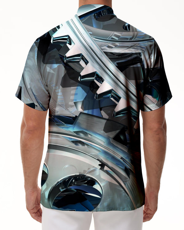 
Silver Hawaiian Short Sleeve Shirt Button Casual Style Men Leisure Fashion Style Trend Indoor Party
                
