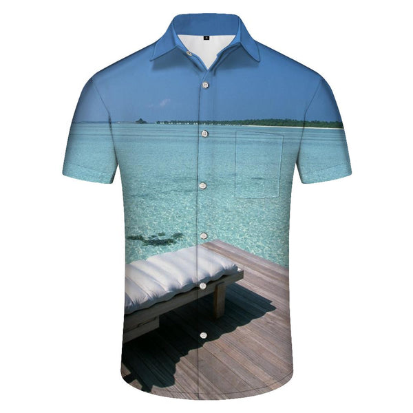 
Maldives Islands Men's Cuban Collar Shirt Casual Button Shirt Short Sleeve Holiday Beachwear
                