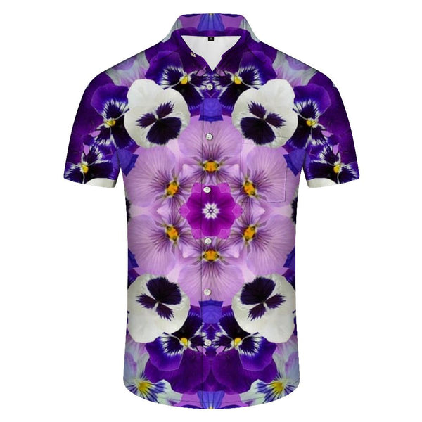 
Purple Flower Mens Hawaiian Shirt Fashion Button-Up Beach Shirt Short Sleeve Summer Casual Shirt Loose Fit
                
