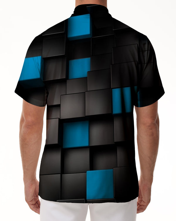 
Black Cube Adult Tropical Loose Shirt Print Hawaiian Button Shirt Beachwear Abstract Short Sleeve
                