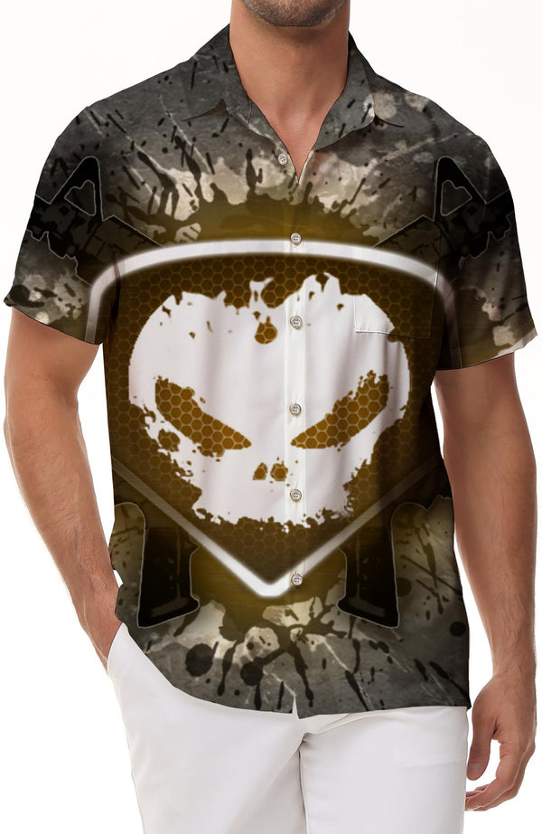 Personalized stylish cool men's casual loose tropical fun Hawaiian button-down lapel regular short-sleeved shirt