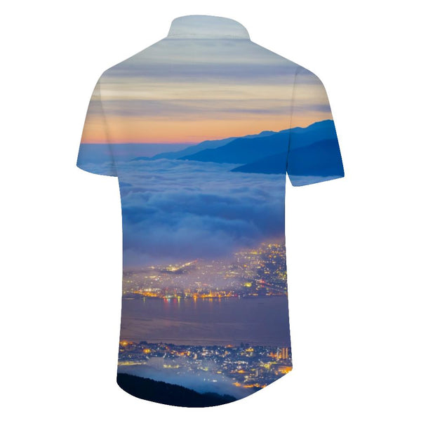 
Fashion tops for men casual daily loose fashion personality button pocket lapel short-sleeved shirt Hawaiian
                