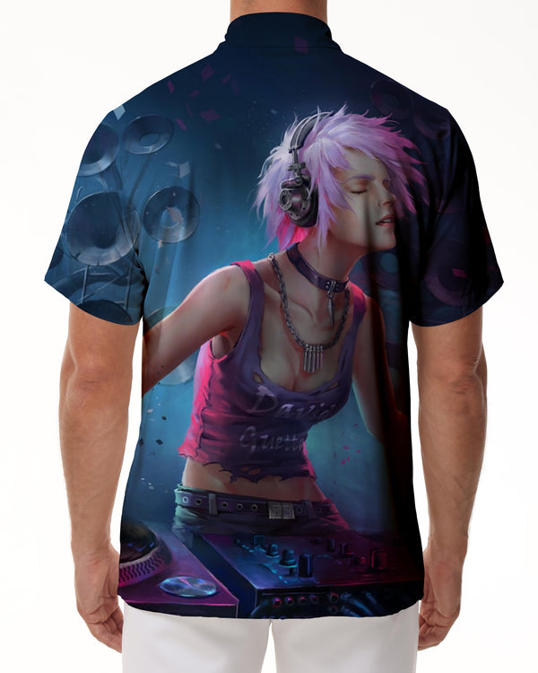 
DJ disco music clothing printing men's short-sleeved holiday beach Hawaiian shirt shirt regular version casual shirt comfortable
                