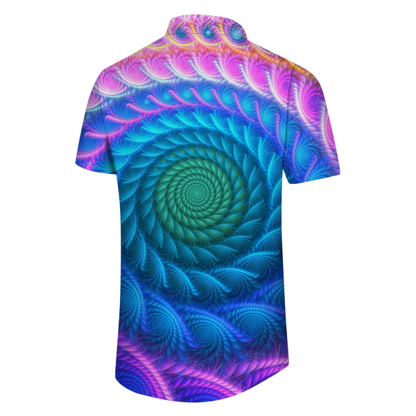 
Fantasy color snail shell geometric abstract casual men's print pattern shirt short sleeve beachwear lapel Hawaiian button
                