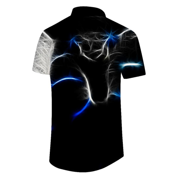 
Black Men's Snake Print Short Sleeve Shirt 3D Animal Print Short Sleeve Casual Tops Fashion Lapel Shirt Streetwear
                