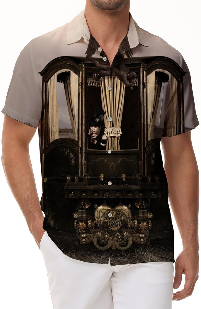 Hawaiian button down short sleeve shirt character men casual street everyday simple clothes summer beach shirt