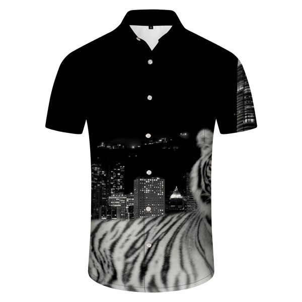 
Black Night Animal Shirt Tropical Hawaiian Vacation Beach Clothing Men's Daily Street Short Sleeve 3D Digital Printing Pattern
                