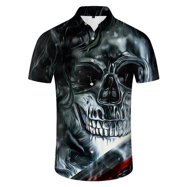 
Retro fashionable hip-hop casual loose men's button-down lapel Hawaiian simple versatile short-sleeved shirt
                