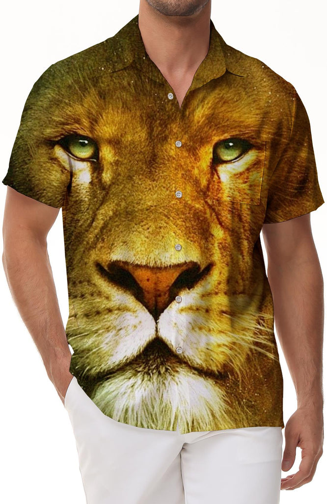 Jamaican Reggae Lion Hawaiian Shirt Men's Summer Beach Print Short Sleeve Button Shirt