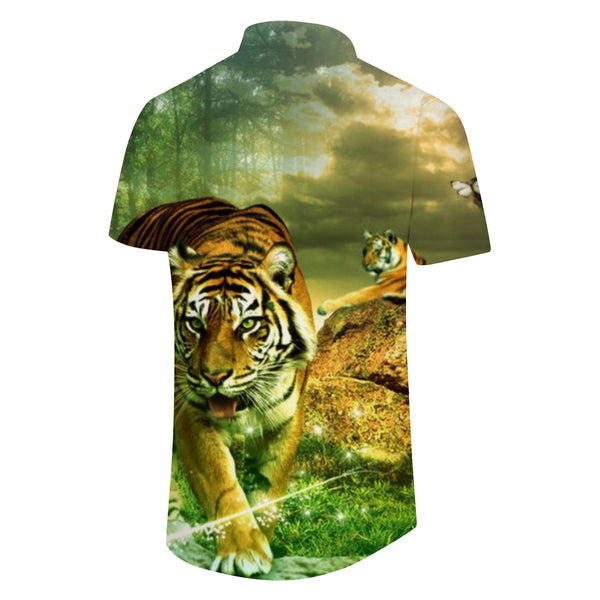 
Fashion Hawaiian Shirt Men's Short Sleeve Beach Shirt King of the Jungle Summer Casual Button
                