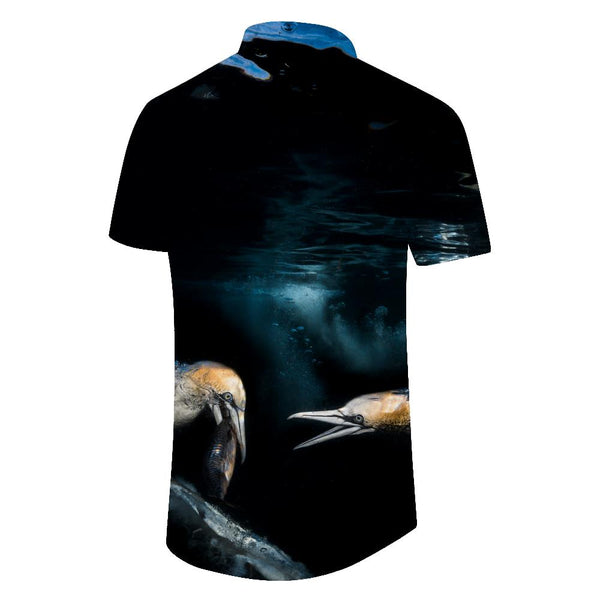 
Black Sea Deep Sea Abstract Fish Digital Print Hawaiian Men's Short Sleeve Shirt Button Pocket Lapel
                