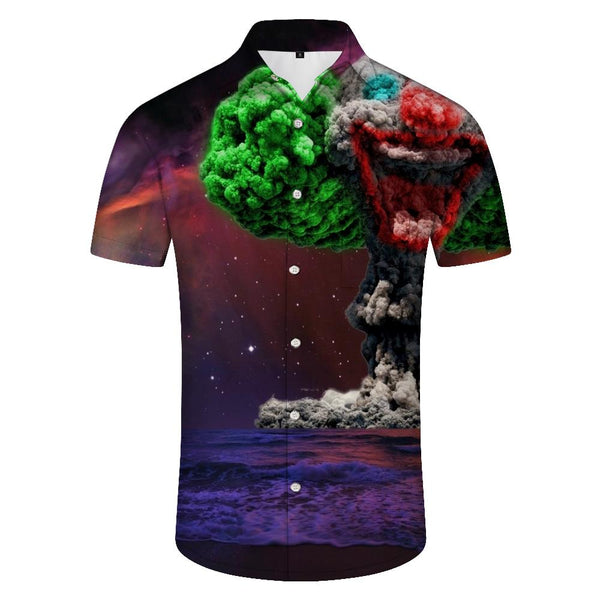 
Cannon clown men's fashion Hawaiian shirt casual 3D starry sky print shirt summer loose short sleeve top trend lapel button beach shirt purple
                