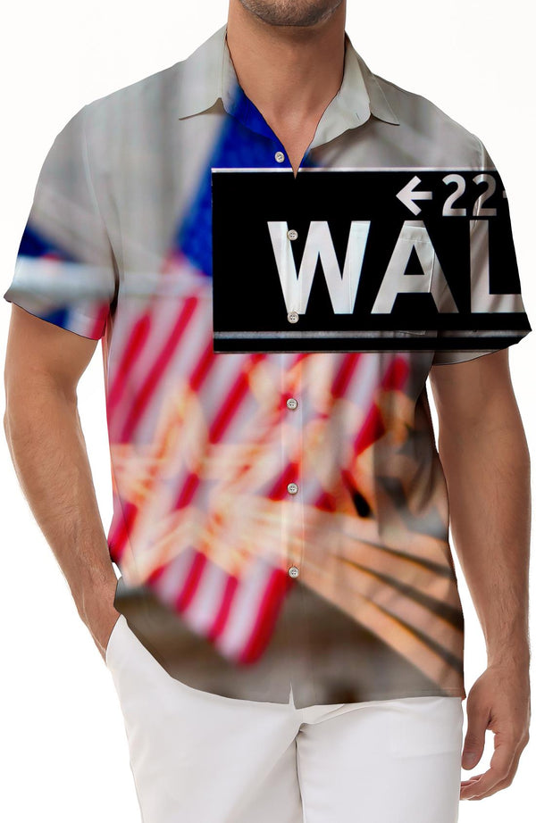 Mens 4th of July American Flag Button Down Shirt Casual Short Sleeve Patriotic Hawaiian Shirt 3D Printed Beach Shirt
