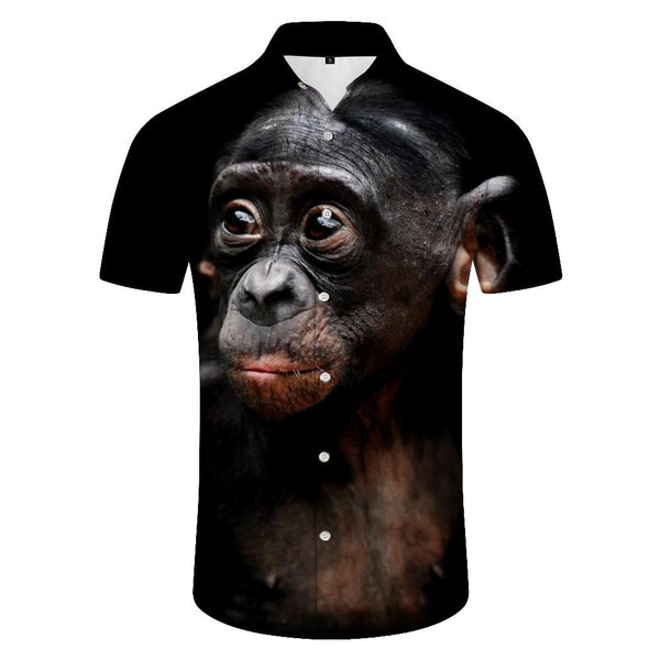 
Wise Monkeys Trendy Short Sleeve Men's Vintage Painting Shirt Tops Polyester Fabric Short Sleeve Tropical Men
                