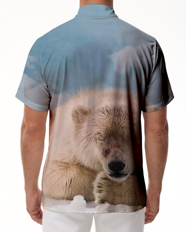 
Sleeping Polar Bear Mens Hawaiian Shirt Casual Button Short Sleeve Tropical Summer Beach Top
                