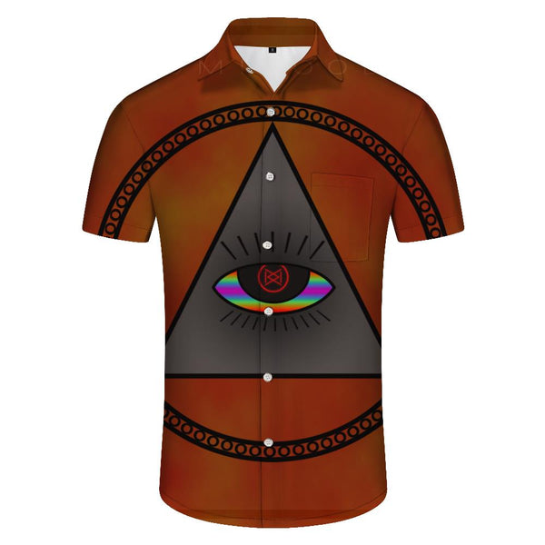 
Brown triangle abstract eyes short sleeves four seasons buttons Hawaii men's loose daily shirt seaside beach tropical short sleeve tops 3d digital printing
                