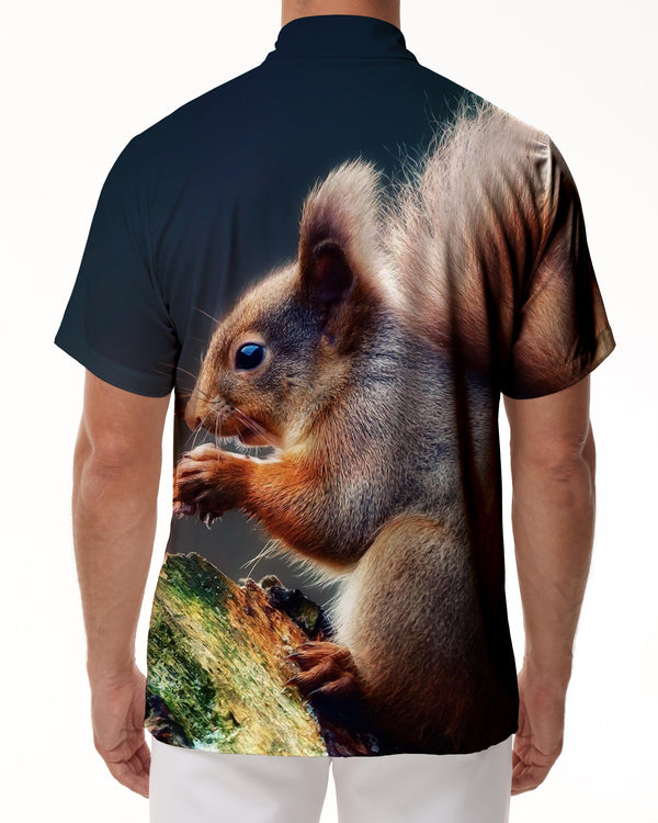 
Forest Squirrel Men's Casual Short Sleeve Shirt Button Dress Shirt Summer Hawaii Cute Animal Short Sleeve
                
