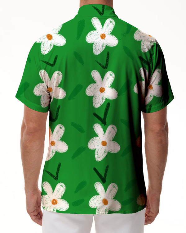 
Green Art Floral Men's Casual Hawaiian Shirt Fun Fashion Tropical Vacation Beach Shirt Men
                