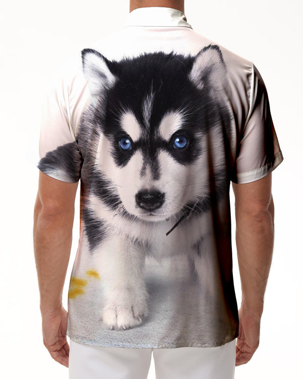
Husky Print Hawaiian Casual Button-Down Lapel Loose Beach Shirt Regular Size
                