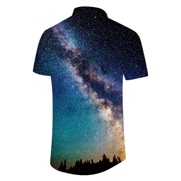 
Beautiful Galaxy Silver Sea Fantasy Short Sleeve Shirt Hawaiian Shirt Short Sleeve Men's Casual Fashion Button Short Sleeve Shirt Mixed Color
                