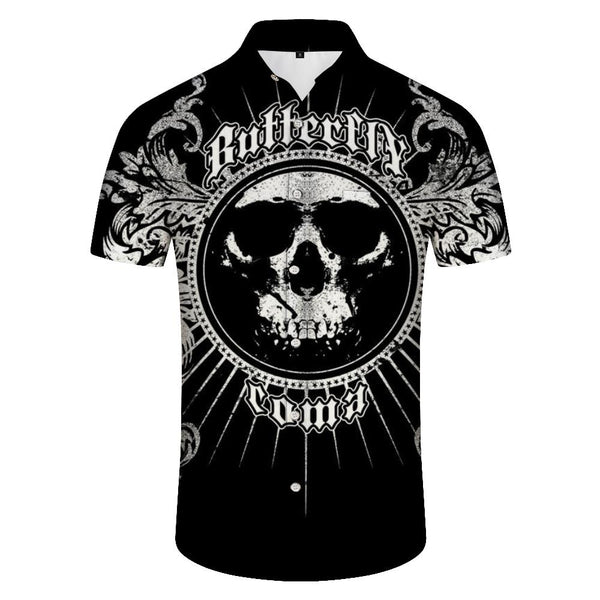 
Special black skull fun cool print short sleeves Hawaiian tropical four seasons fashion trend short sleeves
                