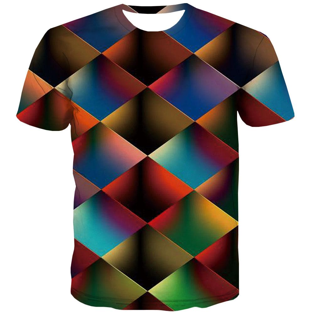 Square T-shirt Men Graphic T-shirts Graphic Casual T-shirts 3d Rainbow Tshirts Cool Geometric Tshirt Anime Short Sleeve - KYKU