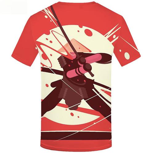 Ninja T shirts Men War Tshirts Cool Moon Shirt Print Red T-shirts 3d