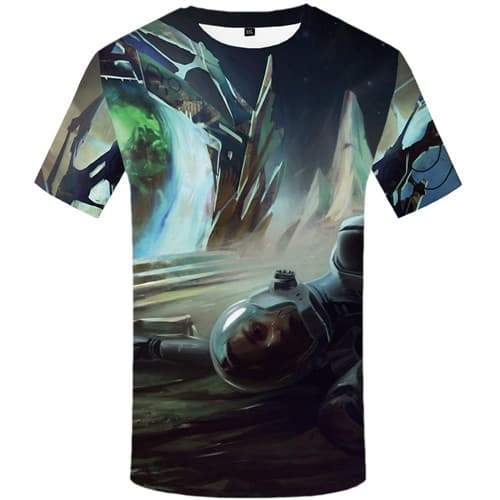 Astronaut T shirts Men Galaxy Space Tshirts Novelty Cartoon T-shirts Graphic War Tshirts Casual Harajuku Tshirts Cool - KYKU