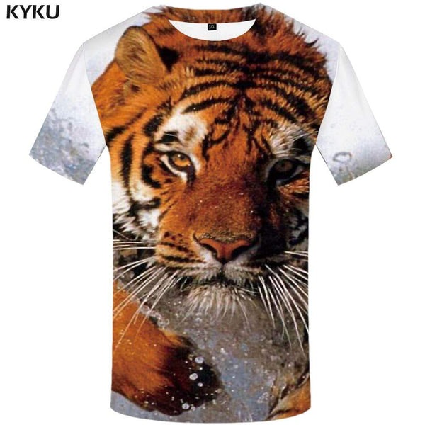 Tiger T-shirts Men Water T shirts Funny Animal Tshirts Print Funny Tshirt Anime Harajuku T-shirt 3d Mens Fashion Short Sleeve