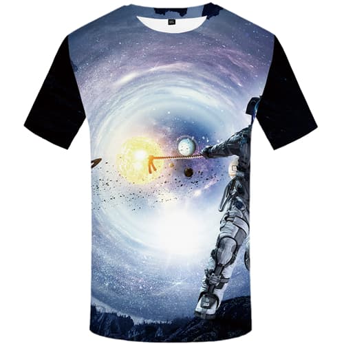 Galaxy T-shirt Men Astronaut T-shirts Graphic Moon Tshirts Casual Short Sleeve