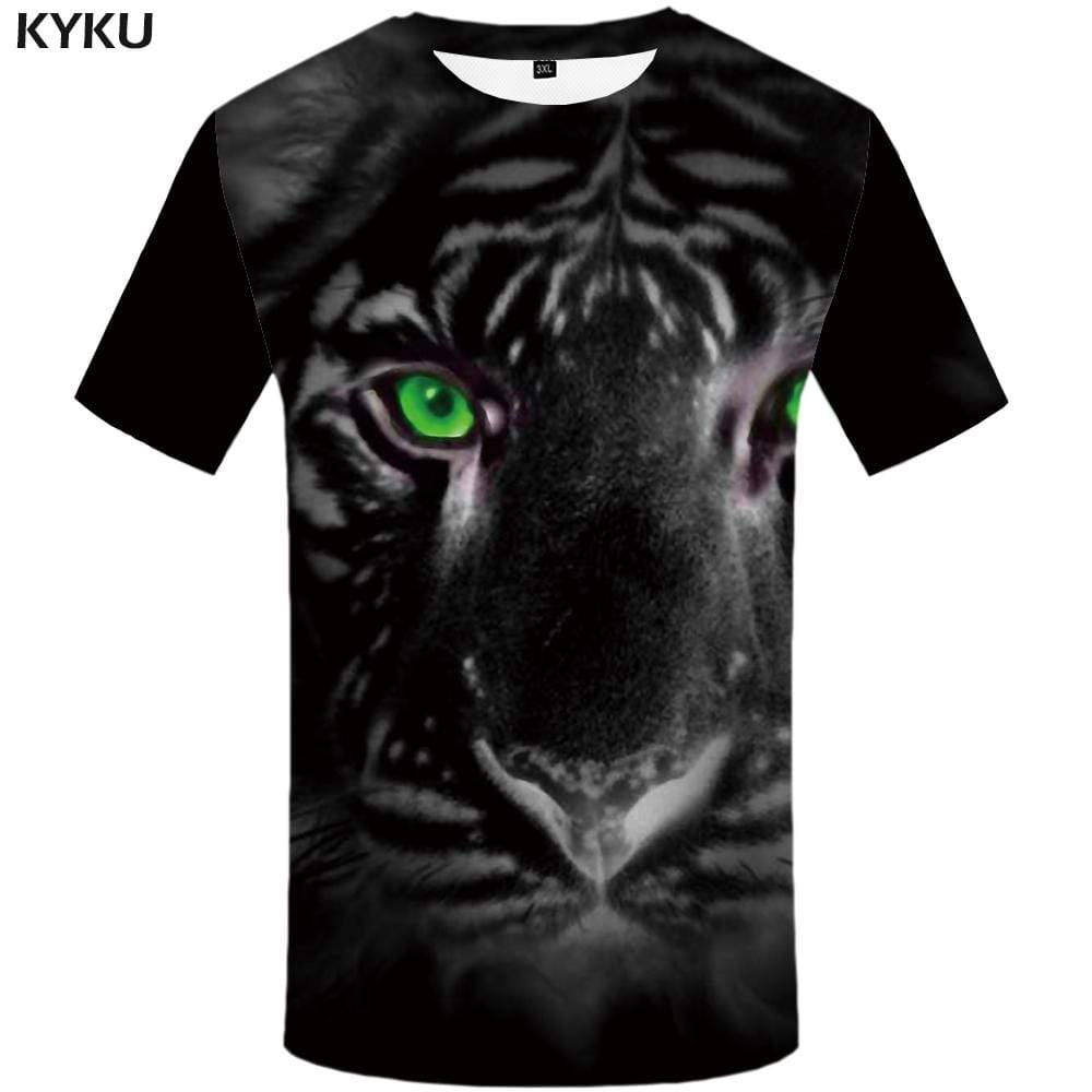Tiger T shirt Men Black T shirts Funny Animal Tshirts Print Gothic T-shirt 3d Tshirt Anime Mens Fashion Casual Unisex Cool