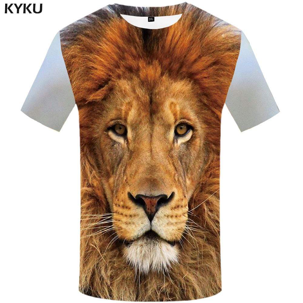 Lion T-shirts Men Forest T-shirt 3d Animal Tshirts Print Metal Tshirt Anime King T shirts Funny Mens Clothing Short Sleeve