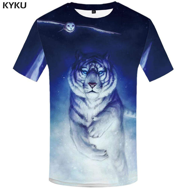 Tiger T shirt Men Owl Tshirts Print Animal Tshirt Anime Art T shirts Funny Painting T-shirt 3d Mens Clothing Graphic Unisex