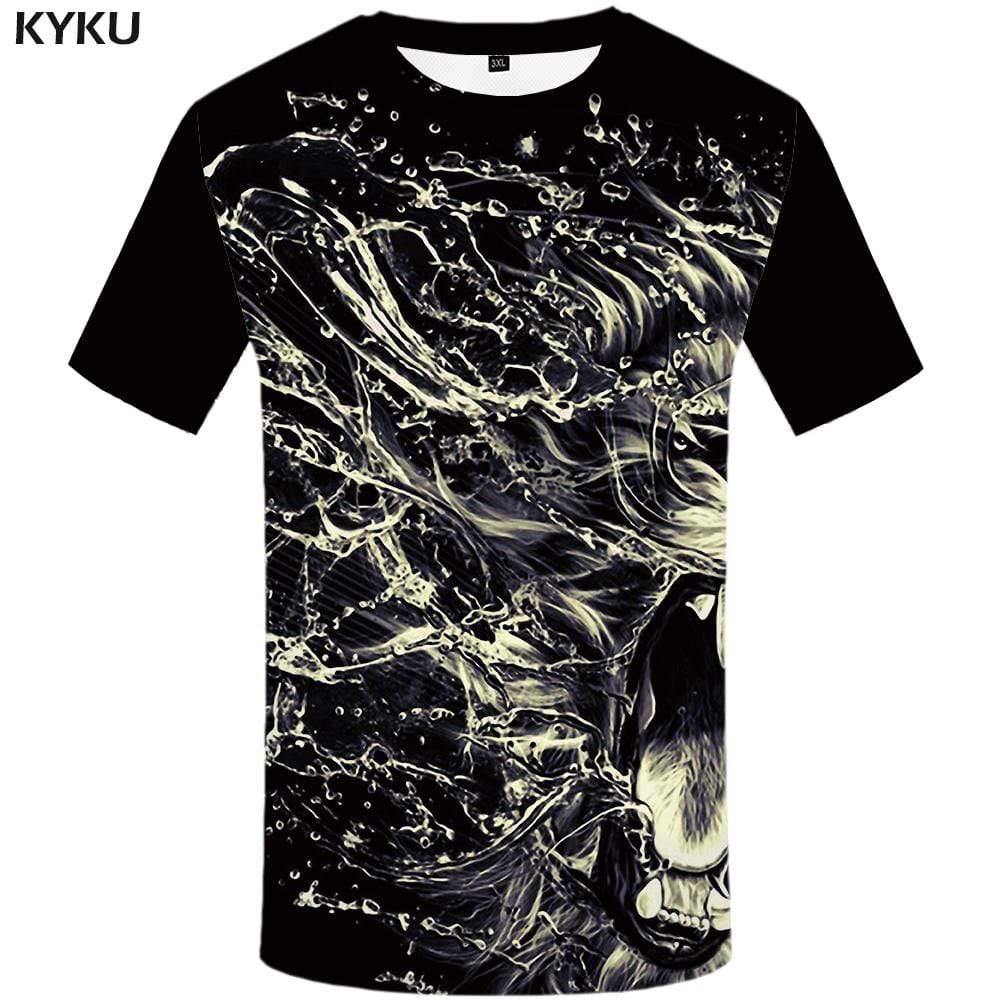 Lion T shirt Men Gray Tshirts Print Animal Tshirt Anime Gothic T shirts Funny T-shirt 3d Mens Clothing Graphic Unisex Tee Top