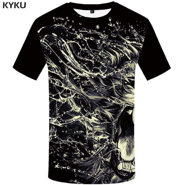 Lion T shirt Men Gray Tshirts Print Animal Tshirt Anime Gothic T shirts Funny T-shirt 3d Mens Clothing Graphic Unisex Tee Top