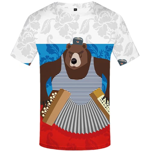 Bear T-shirt Men Russia T-shirts Graphic Music Tshirt Anime Short Sleeve summer