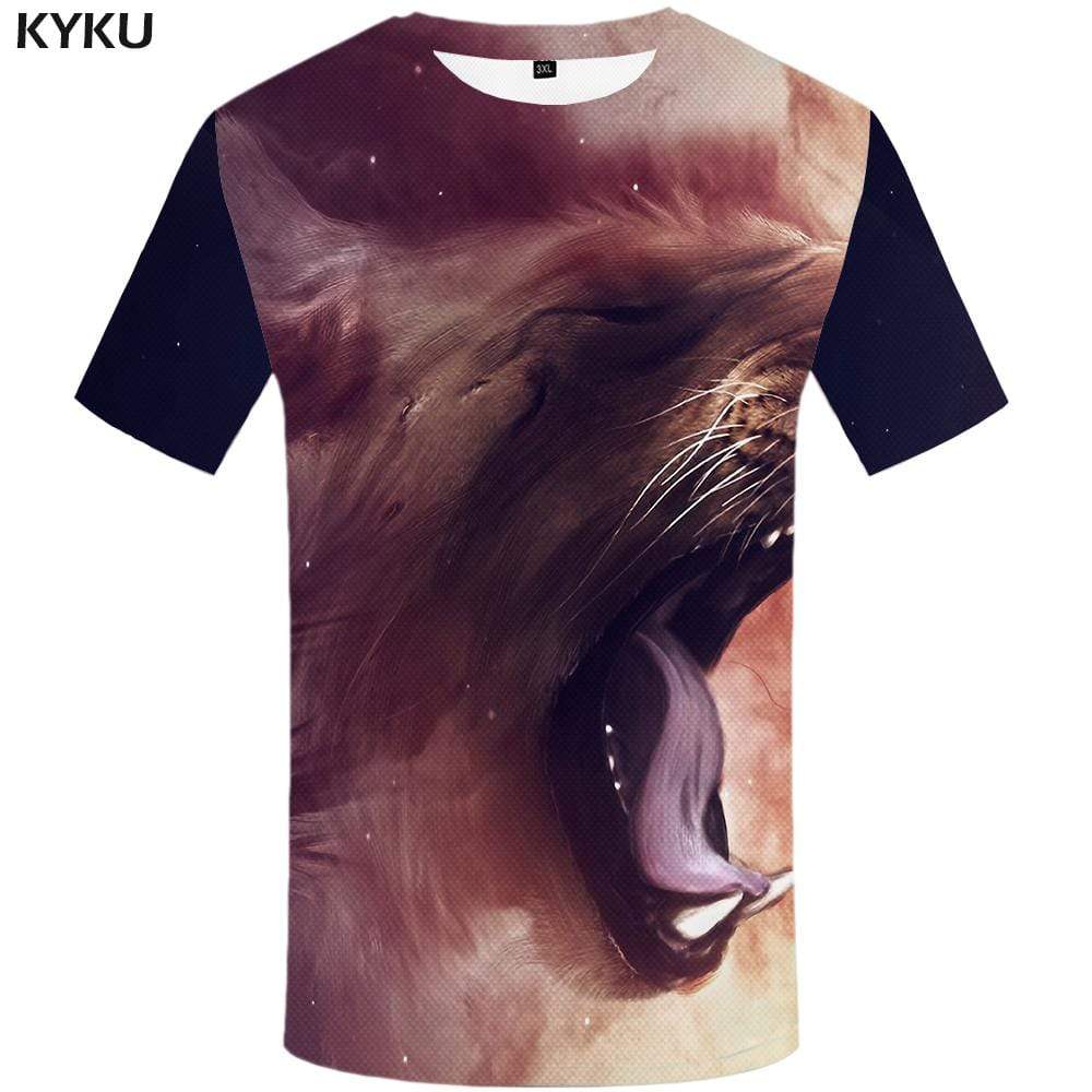 Lion T shirt Men Gray Tshirts Print Animal Tshirt Anime Gothic T shirts Funny T-shirt 3d Mens Clothing Graphic Unisex Tee Top