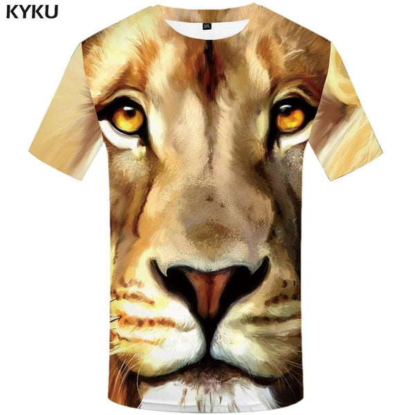 Lion T-shirts Men Forest T-shirt 3d Animal Tshirts Print Metal Tshirt Anime King T shirts Funny Mens Clothing Short Sleeve