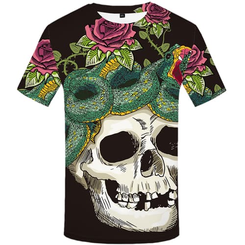 Skull T-shirt Men Snake T shirts Funny Animal Tshirt Anime Rose T-shirts 3d Flower Tshirts Novelty