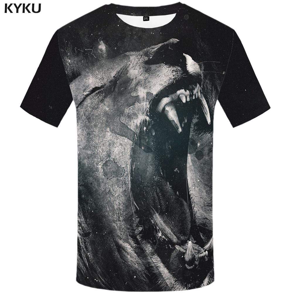 Lion T-shirts Men Forest T-shirt 3d Animal Tshirts Print Metal Tshirt Anime King T shirts Funny Mens Clothing Short Sleeve